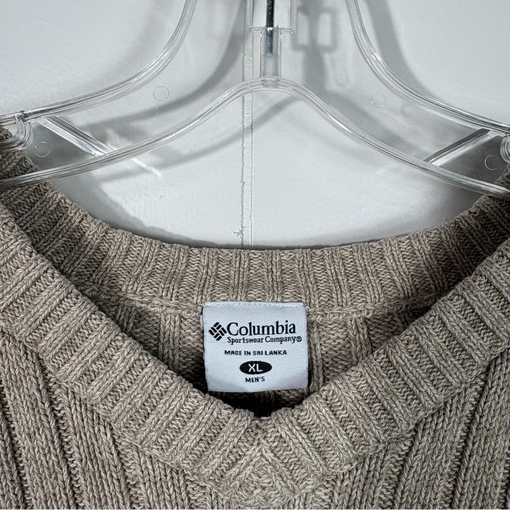 Columbia Vintage Y2K Cotton Brown Beige Ribbed Knit Sweater XL Outdoors Hiking - Picture 5 of 6